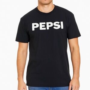 Pepsi men's T-shirt black spell out sleeve logo SZ XL cotton